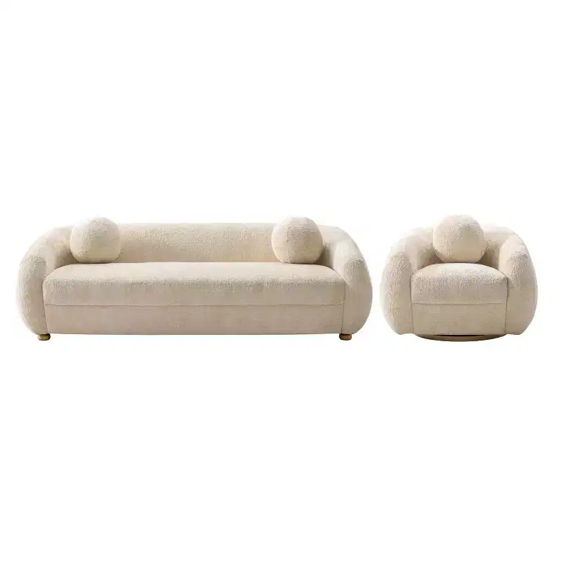 Manhattan Comfort 2pc Tribeca Chenille Upholstered 85.8" Sofa and Accent Chair Set
