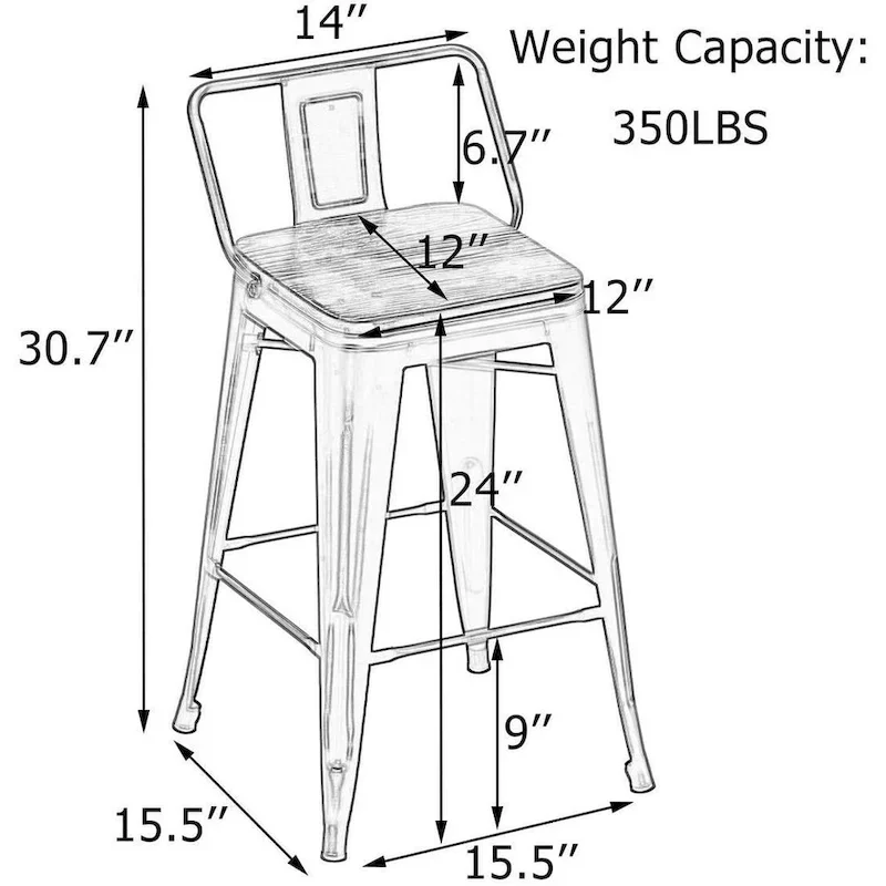 Bar Stools 24 Inches Metal bar stools with backs