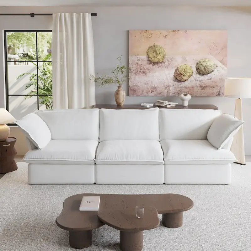 Modern Minimalist Down-Filled Sectional Sofa with Removable Cushion Covers