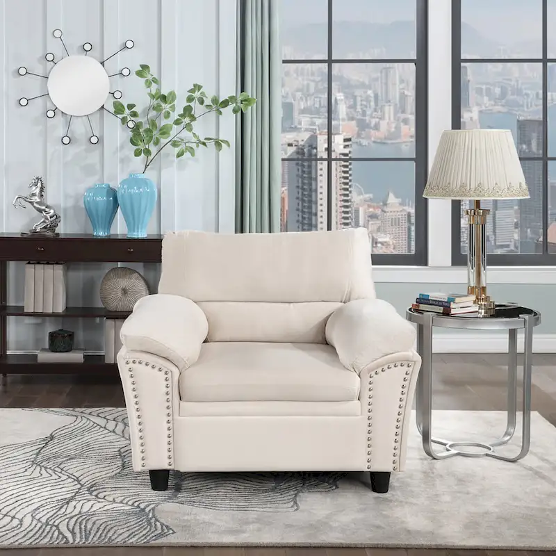 Mid-century Modern Upholstered Velvet Sofa Set with Armchair, Loveseat, 3-Seater Sofa