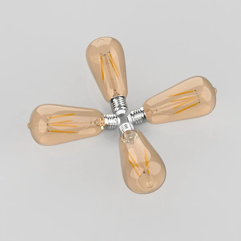 Industrial Non-Dimmable ST58-4W LED Edison Glass Bulbs with E26 Base, Warm White 2700K, Tinted Amber (Pack of 4) by JONATHAN Y