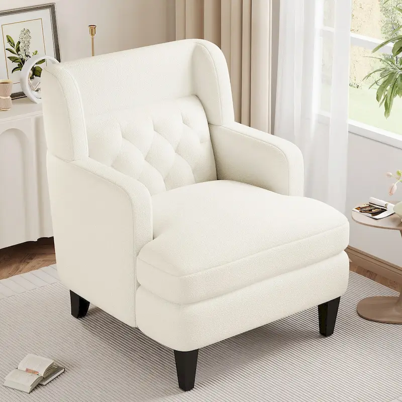 Upholstered Accent Chair Tufted Armchair for Living Room and Bedroom