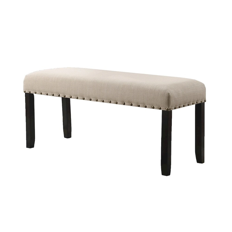 Fabric Dining Bench with Nailhead Trim and Wood Frame