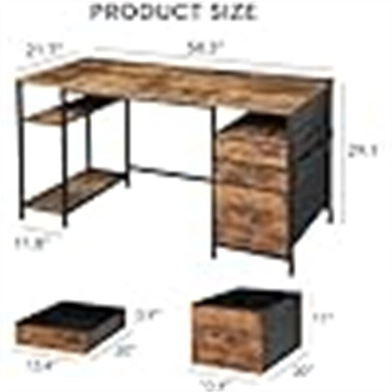 Desks with Drawers and Shelves - 21.65 D x 59.06 W x 29.13 H