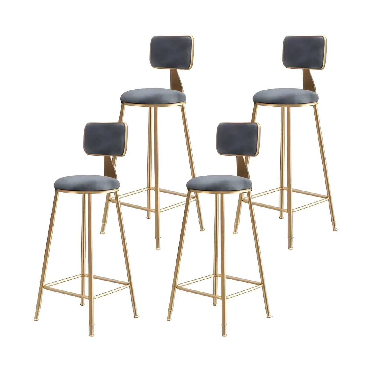 Round Velvet Upholstered Counter Bar Stools