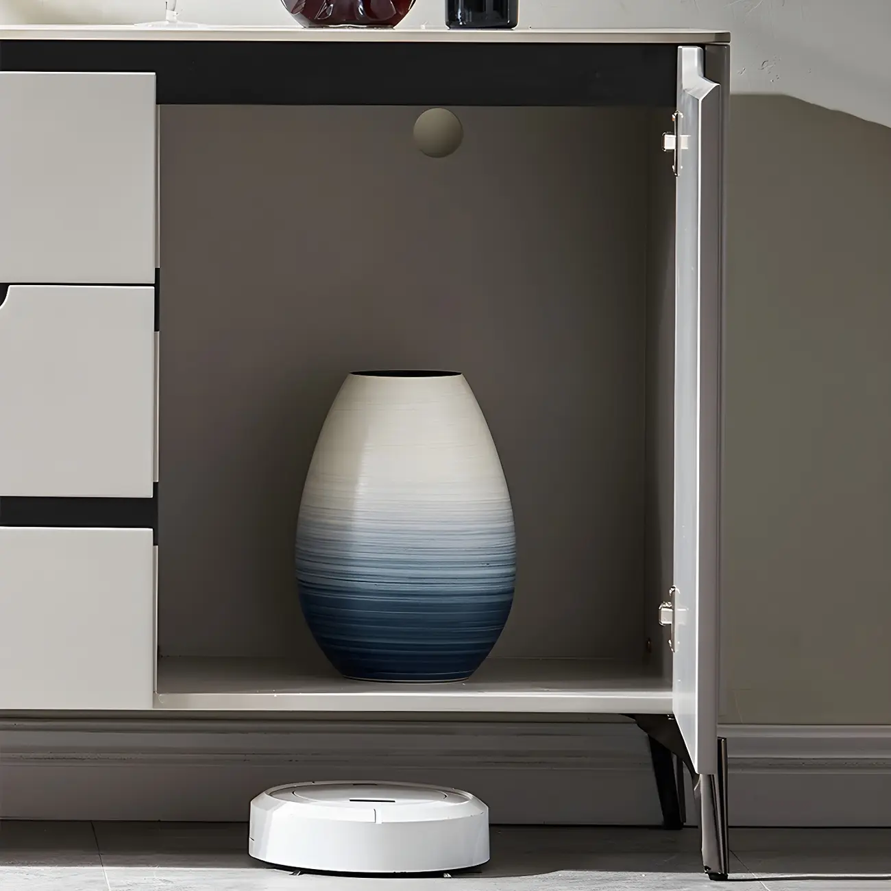 Modern Stone Countertop Sideboard with Cabinets