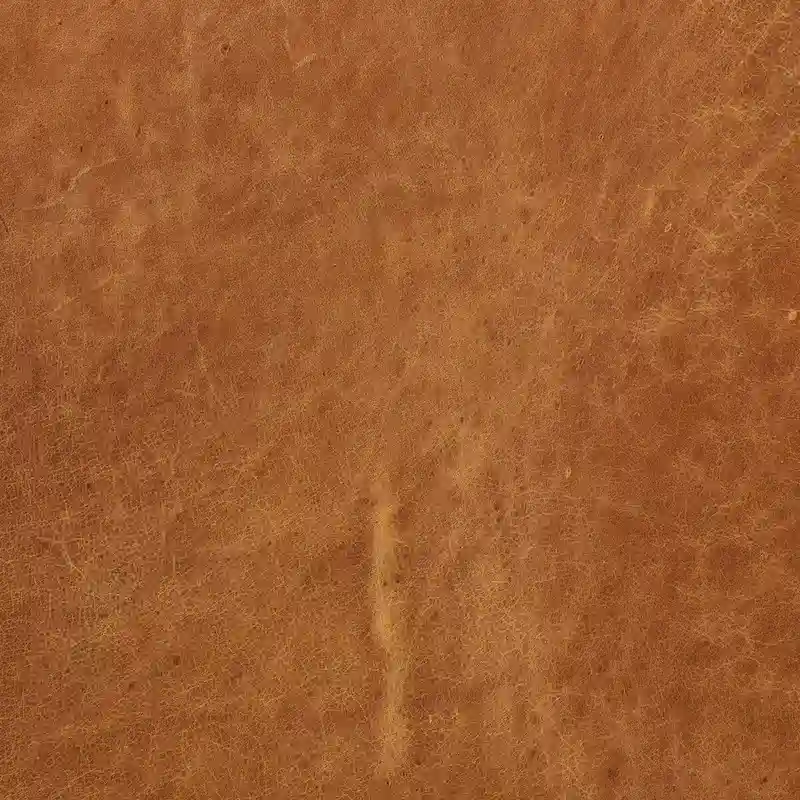 Poly & Bark Turin Ottoman in Cognac Tan with Wood Legs - Full Grain Genuine Italian Leather