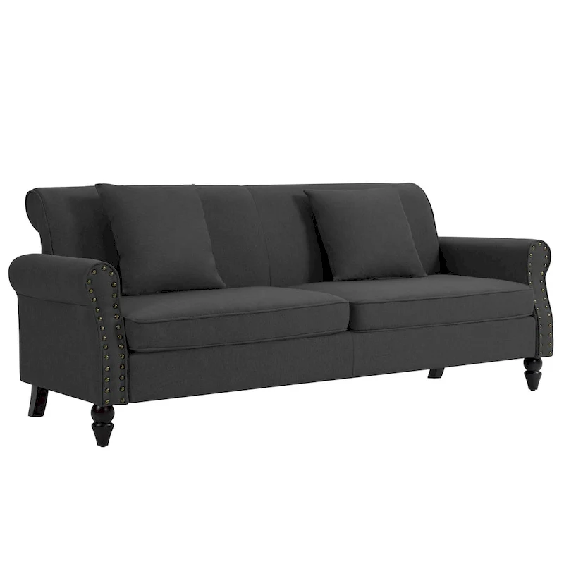73 Sofa with Nailhead Trim Rolled Arms