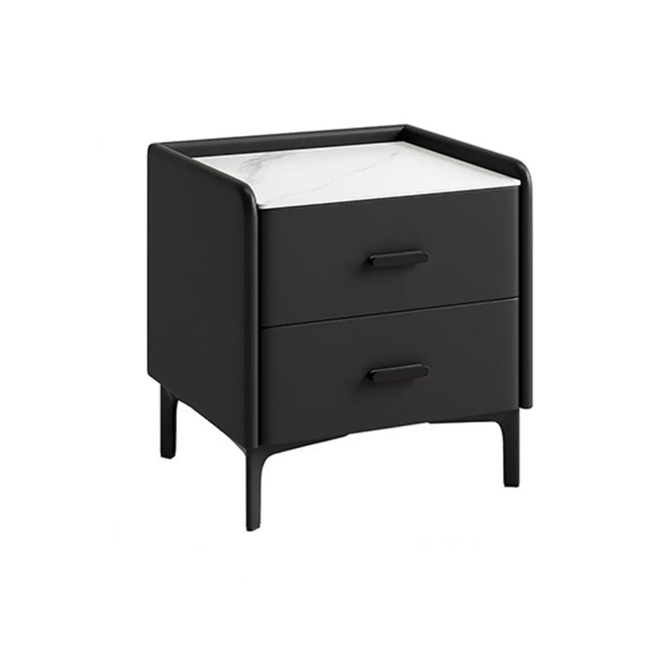 Elegant Modern Faux Leather Stone Top Nightstand
