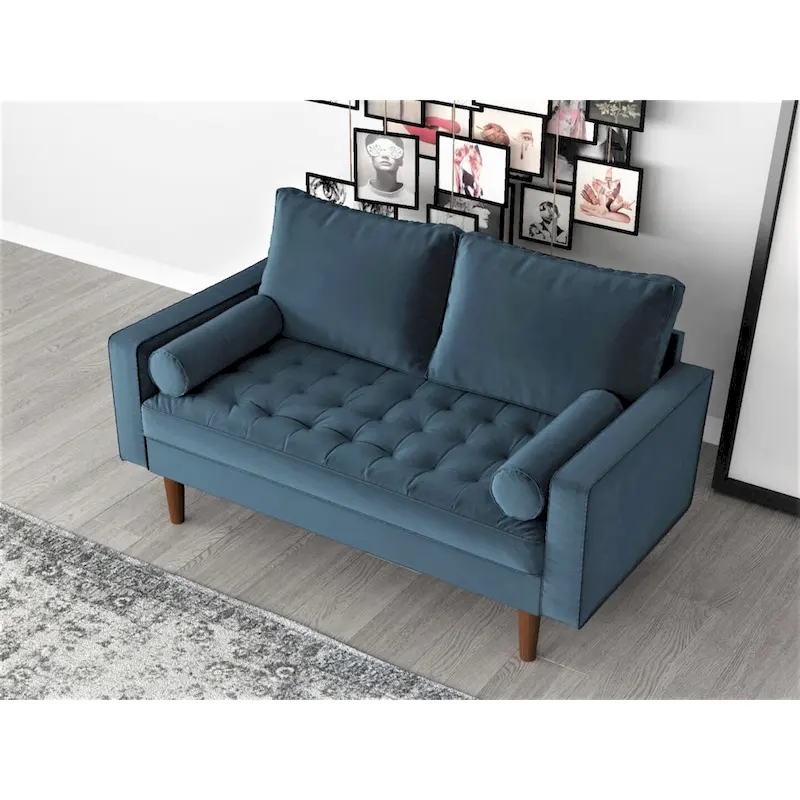 Faux Leather Mid-Century Loveseat – 2-Seat, Multiple Colors