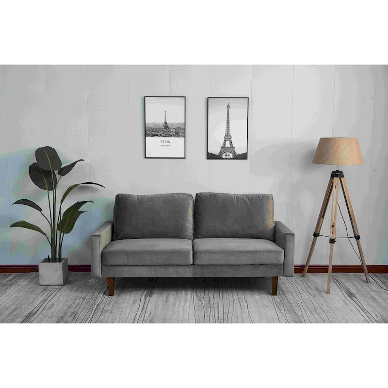 Velvet Square Arm Sofa