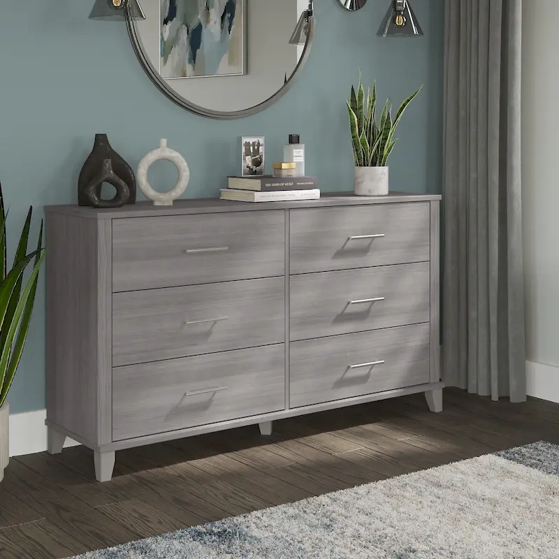Transitional Grain-textured Grey Dresser