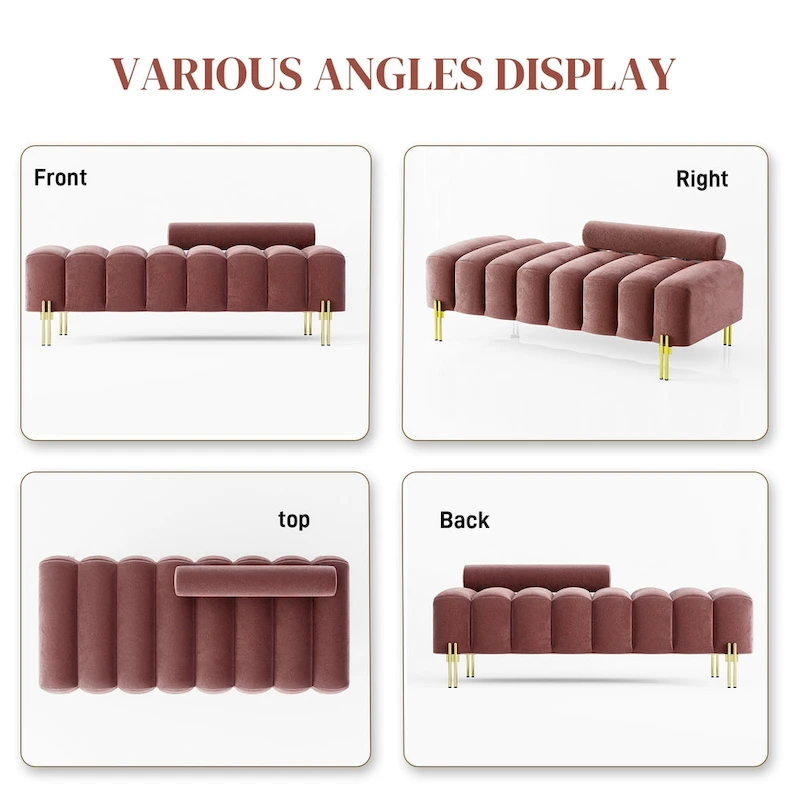 Ouyessir 52.2 Modern Channel Tufted Window Bench with Adjustable Back