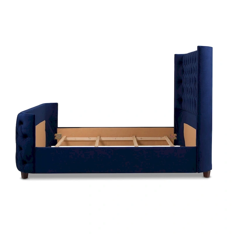 Chateau Velvet Upholstered Tufted Sheltered Panel Bed Set