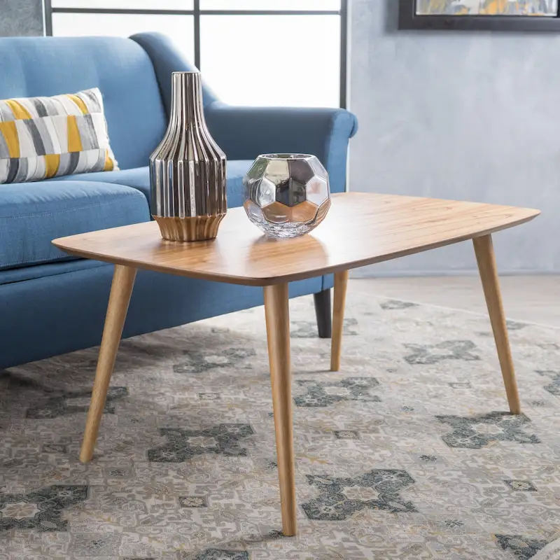 Walnut / Natural Mid-Century Rectangle Coffee Table for 1–4 People