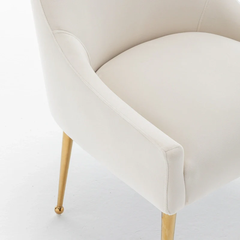 Velvet Upholstered Armless Dining Chair with Gold Metal Legs – Beige / Green / Black / Navy / Grey