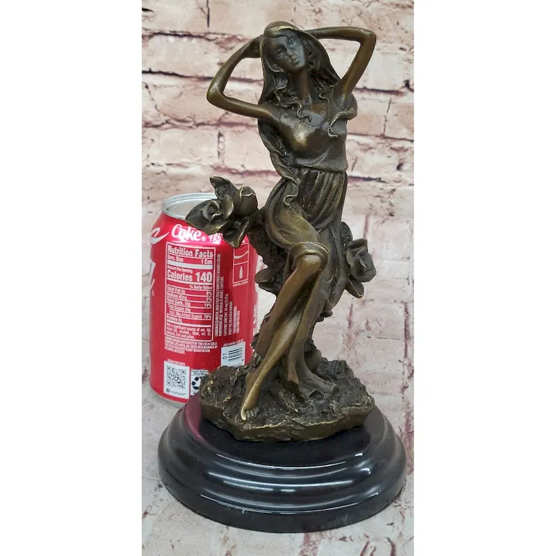 Flower Blossom Nymph Girl Bronze Statue Sculpture Figure Original 10 Inches X 5 Inches