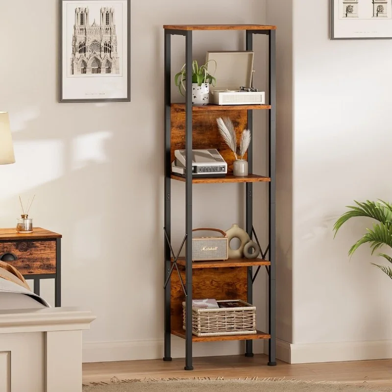 5 Tier Tall Bookshelf - 14.9 D x 10.6 W x 55.1 H