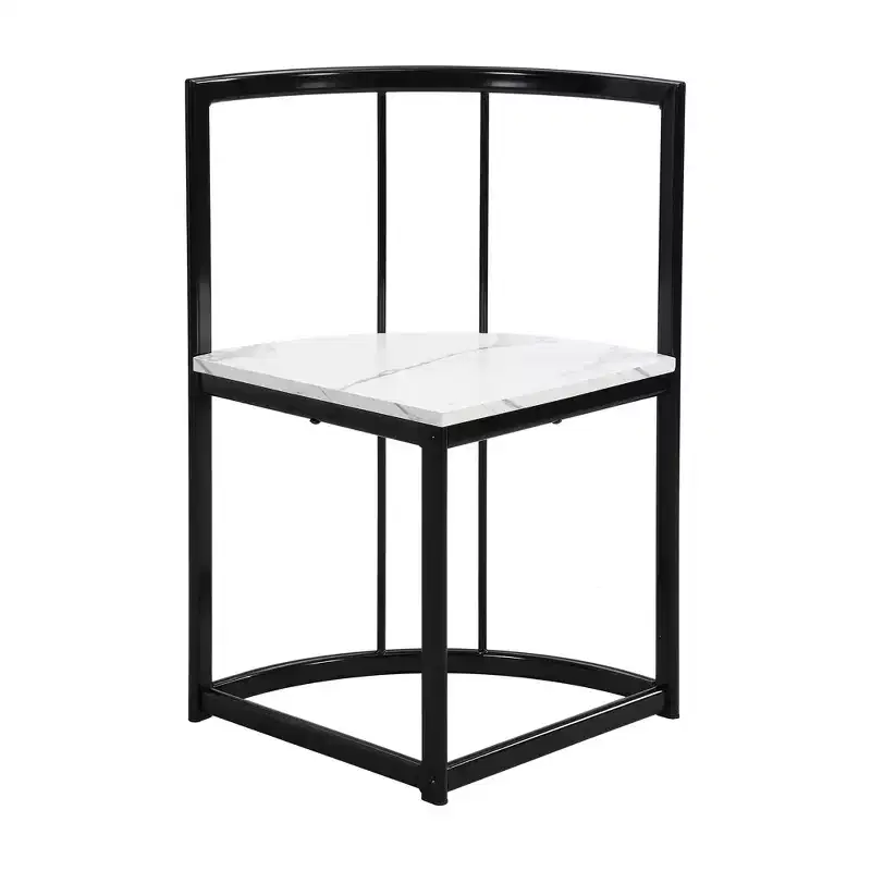 Modern 7-Piece Dining Table Set with Faux Marble Top and 6 Chairs 4N - ModernLuxe