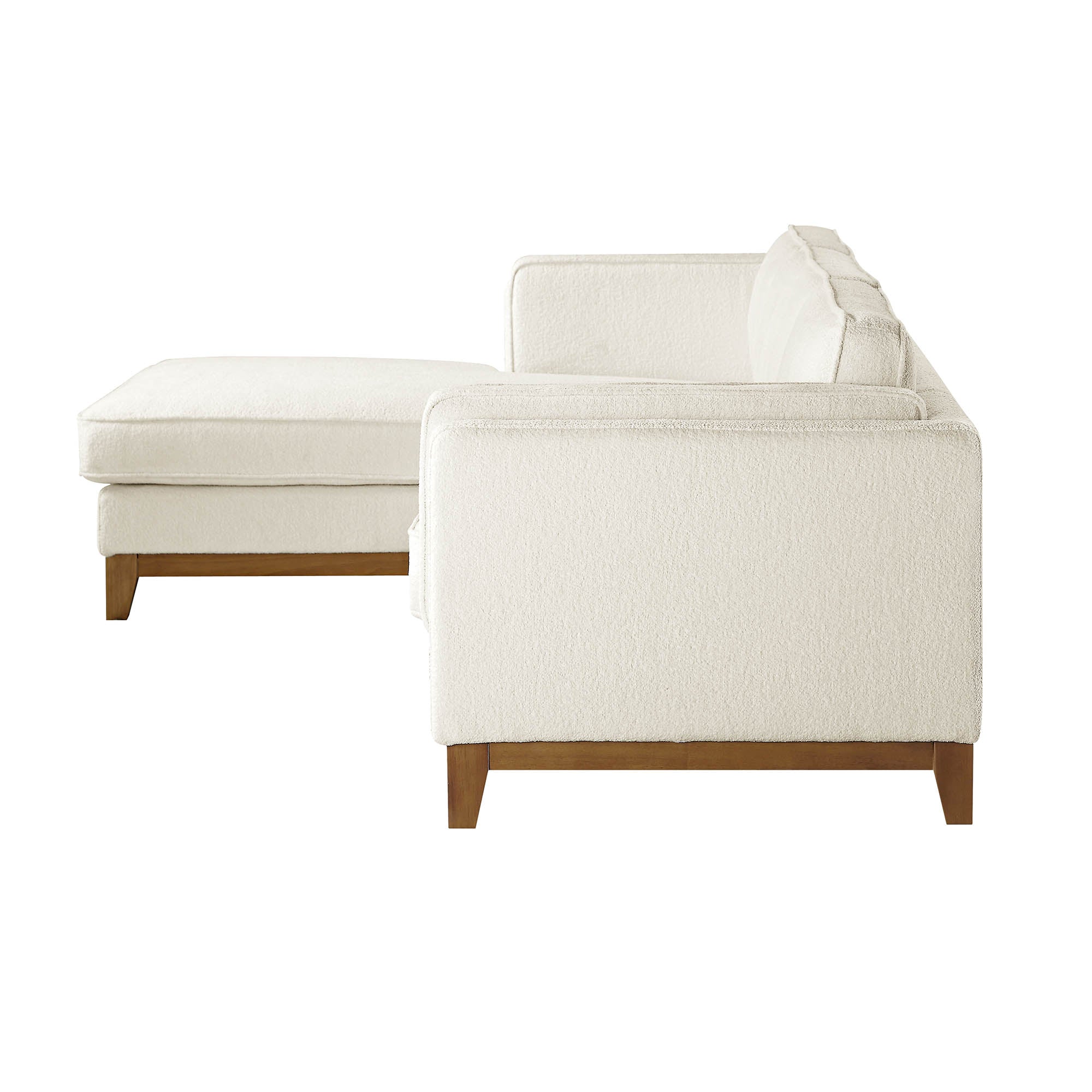 Beige Boucle Fabric Sofa, Grande Chaise Sofa Left Hand Facing