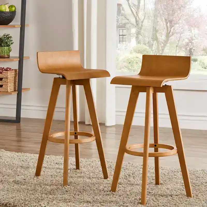 Mid-Century Modern Swivel Wood Stool
