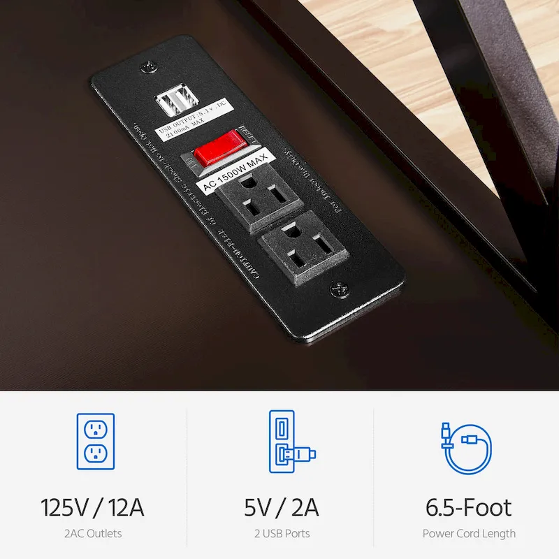 Yaheetech 3-Tier Wooden Console Table with Power Outlet Sofa Side Table