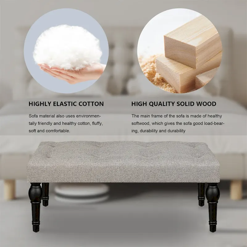 Roman Column Feet French Upholstered Bedside Bench