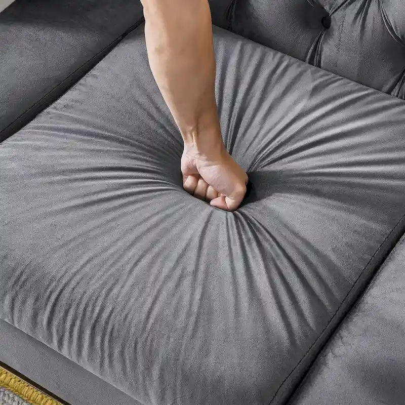 84  Luxury Chesterfield Velvet Sofa with Gold Trim