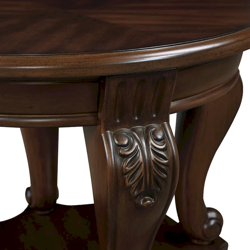 Round End Table with Lower Shelf and Cabriole Legs