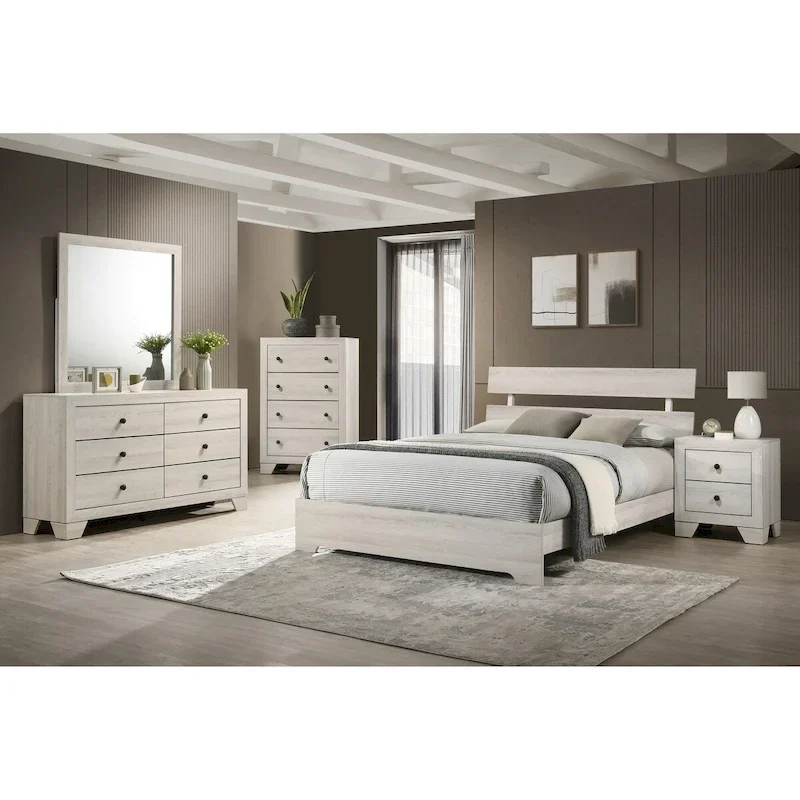3 Piece White Platform Bedroom Set