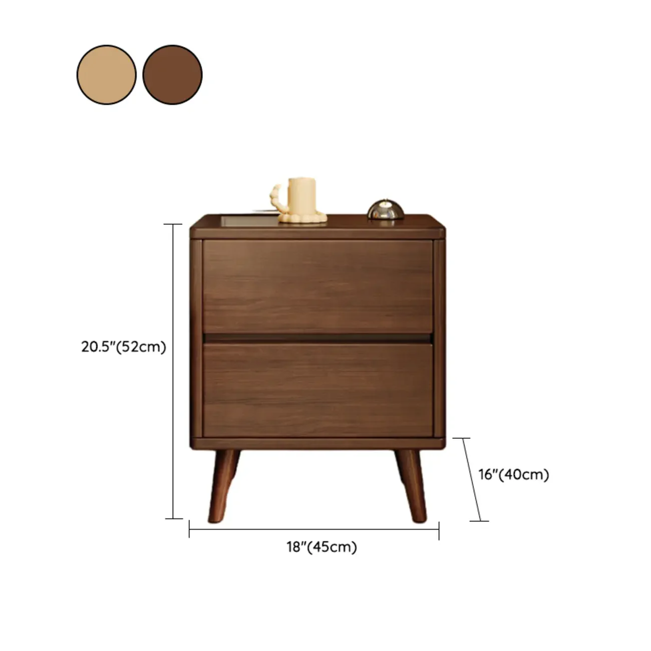 Natural Finish Wood Nightstand with Drawers