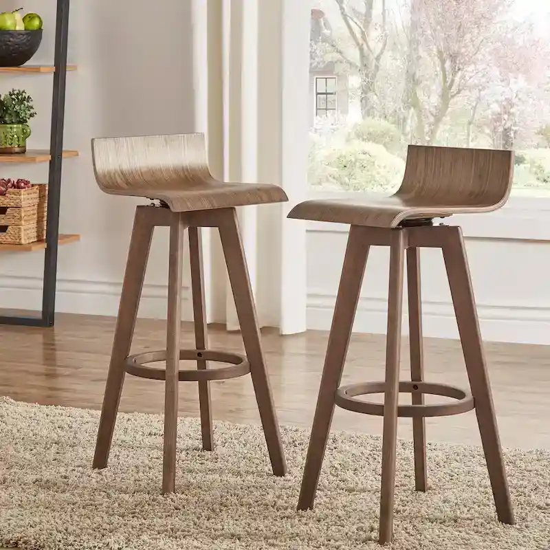 Mid-Century Modern Swivel Wood Stool