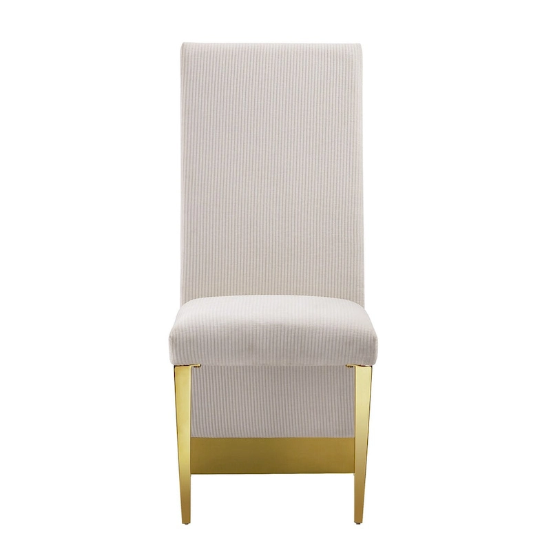 Modern Cream Velvet Dining Chairs with Gold Legs - Set of 2