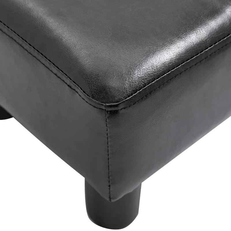 HOMCOM Modern Faux Leather Upholstered Rectangular Ottoman Footrest with Padded Foam Seat and Plastic Legs