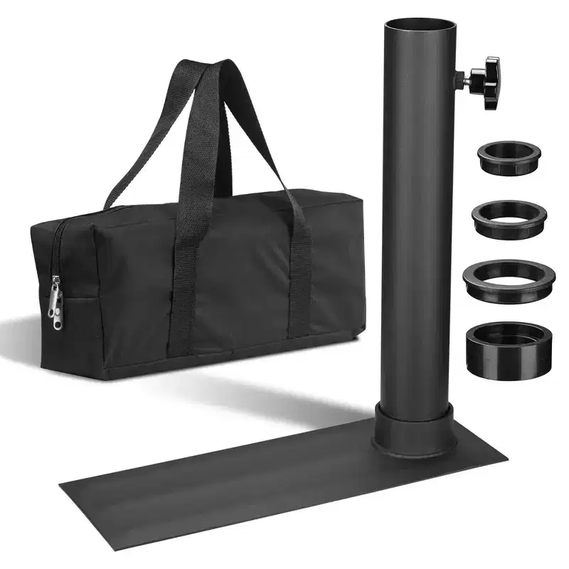 Yescom Flag Pole Tire Mount Portable Metal Tailgate Camping 20ft 25ft 30ft Adjustable Flagpole Holder Black