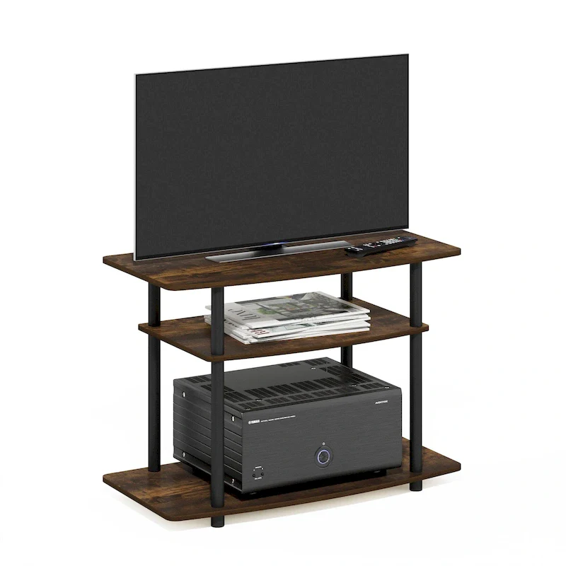 No Tools 3-Tier TV Stands, Columbia Walnut/Black