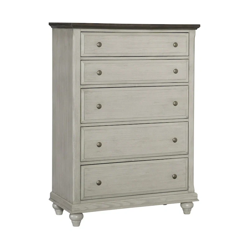 Light Gray Finish 3pc Bedroom Set Bed Chest Nightstand