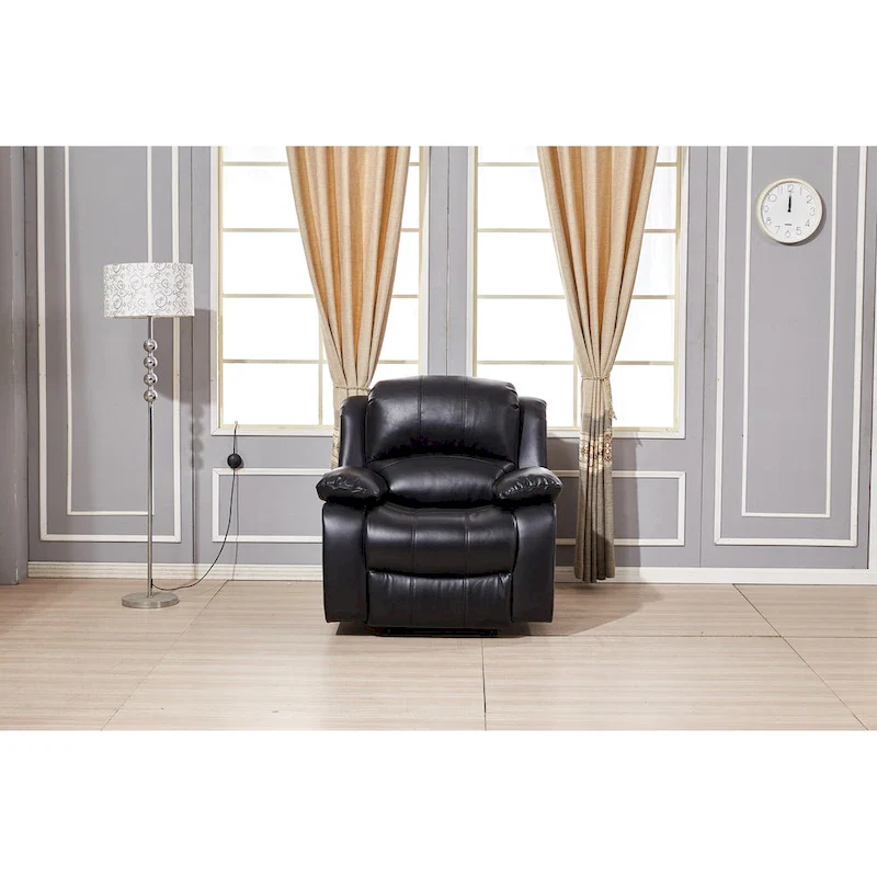 Brown / Grey / Black Bonded Leather 3-Seat Reclining Sofa with USB & Footrest