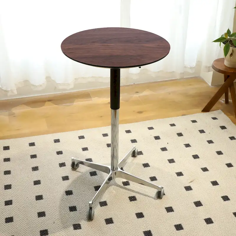 Brown / Natural / Black Adjustable Height Bar Table, Swivel Counter Bistro Pub Table for 1 Person