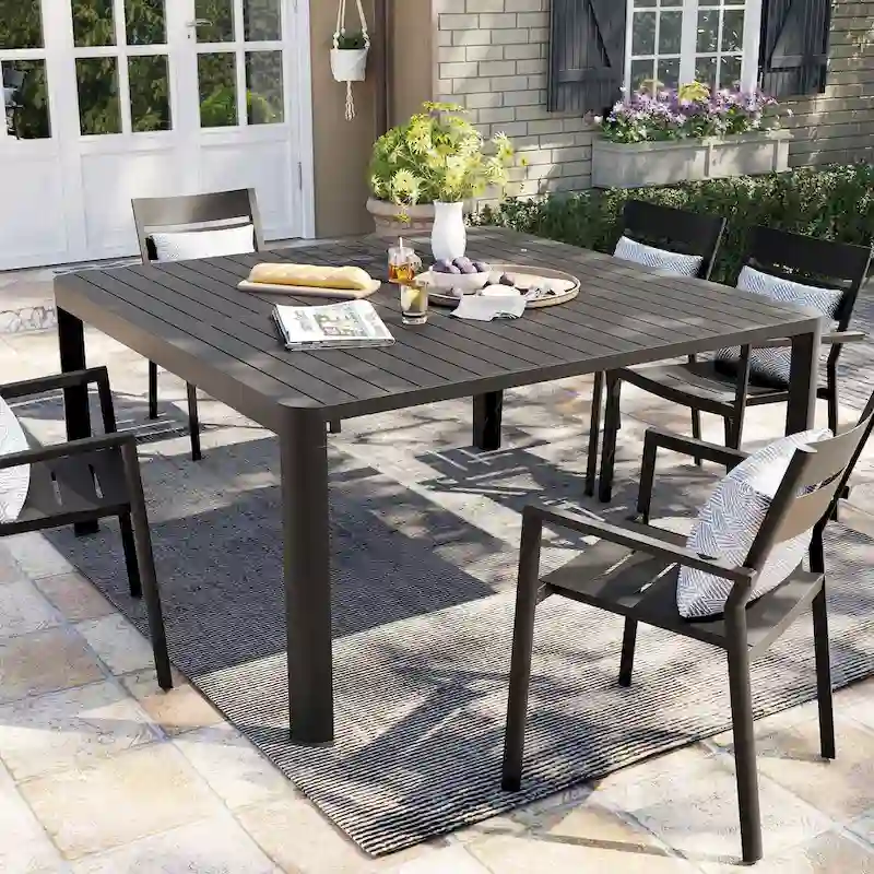 Pellebant Outdoor Dining Table Patio Aluminum Extension Table - 38.2 / 58.7 (W) x 58.7 (L) x 29.5 (H)