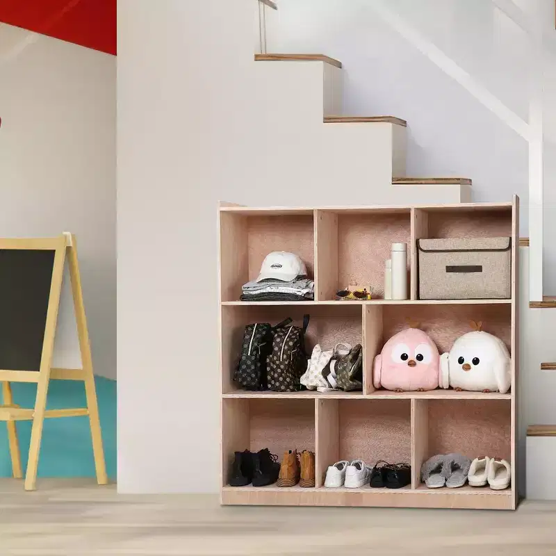8-Compartment Solid Wood Storage Cabinet, Kids Book Shelf, Kids Toy Storage Organizer for Classrooms
