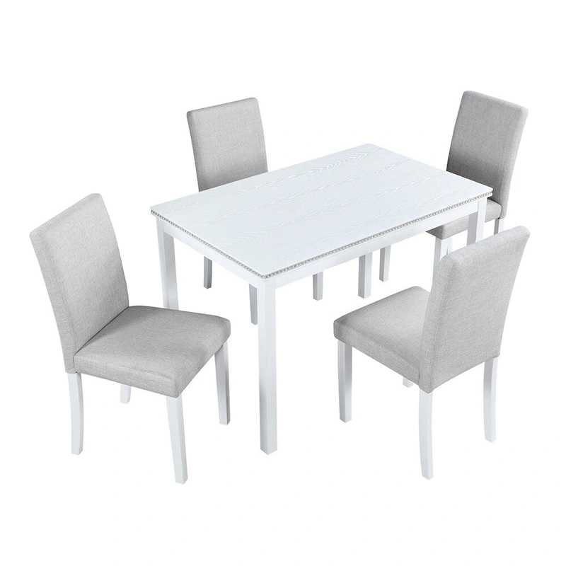 5-piece Wood Dining Counter Height Table and Chair Set