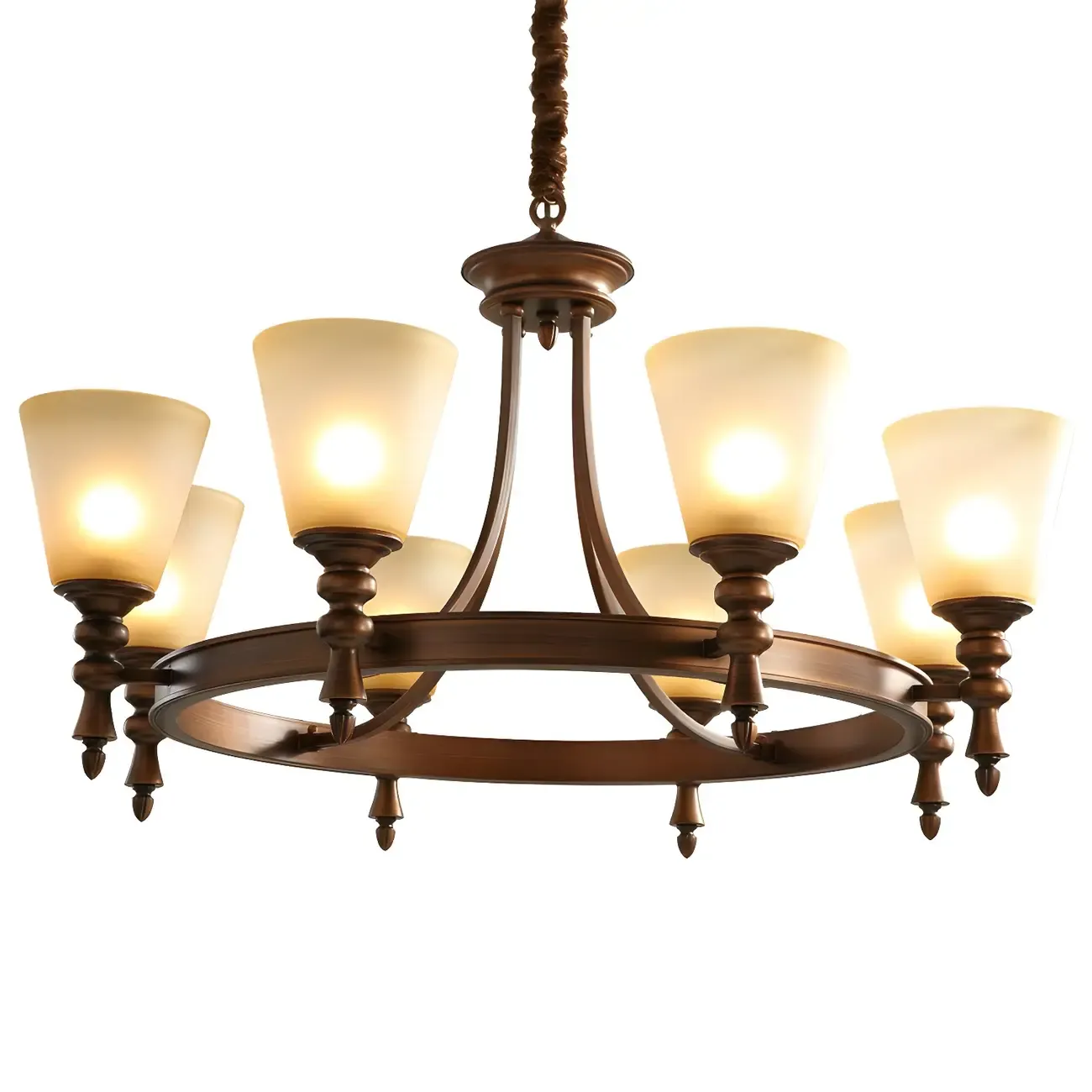 Coffee Beige Frosted Up Shade Classic Chandelier
