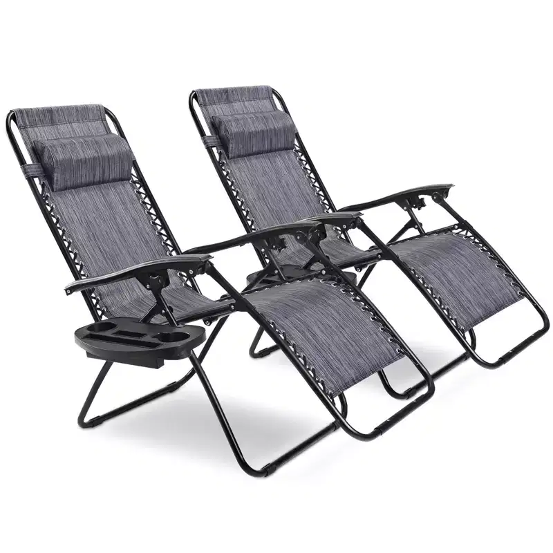 Costway 2PC Zero Gravity Chair Adjustable Recliners Textiliene