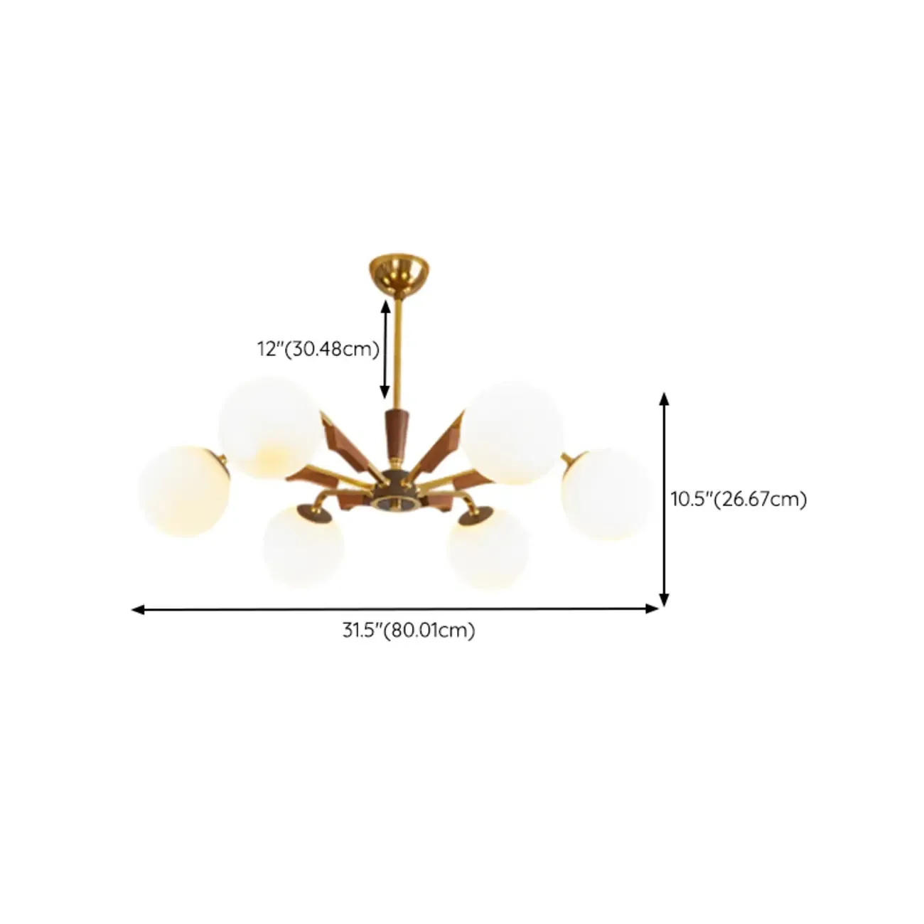 Modern White Glass Ball Chandelier with Adjustable Length