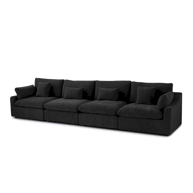 Classic Modern Linen Sectional Modular Sofa 4-Seater Down Filled Cloud Couch with Cushions