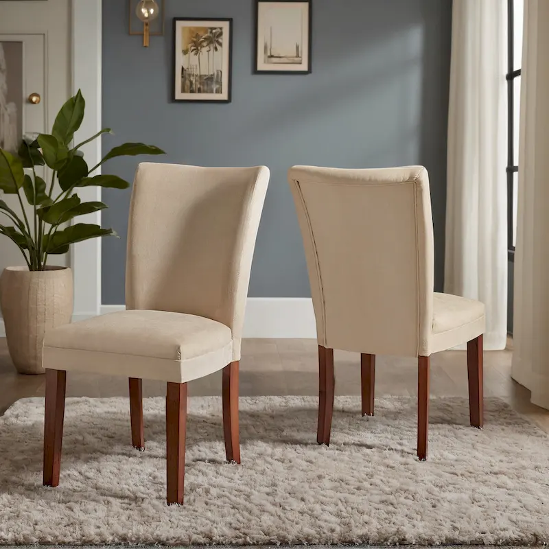 Chenille Upholstered Dining Chairs Set of 2 - Espresso Legs