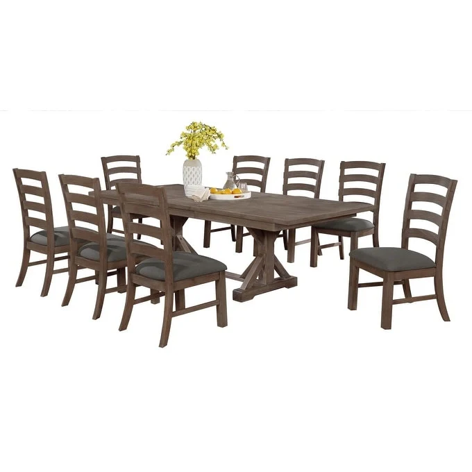 Best Quality Furniture Rustic Trestle 9-piece Dining Set