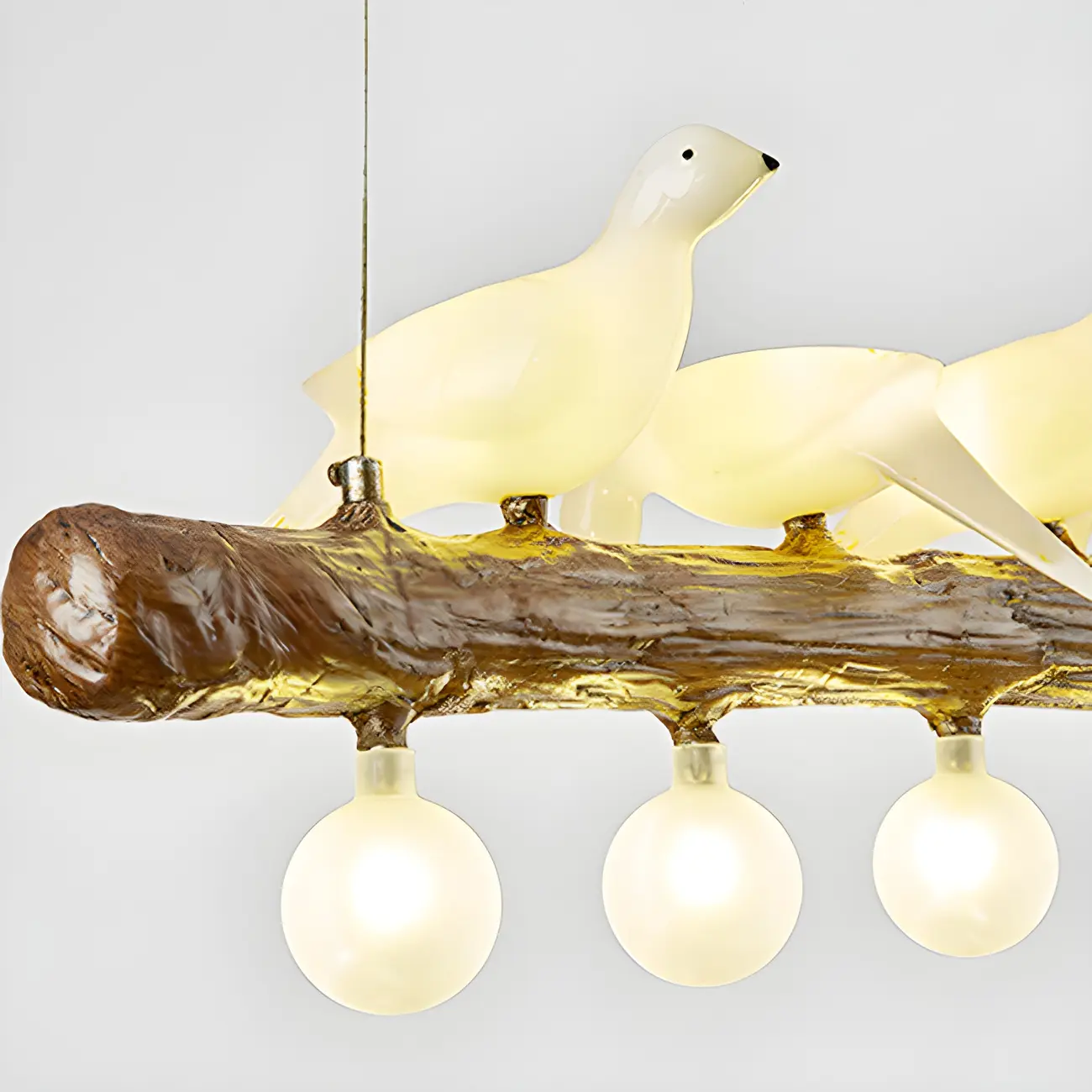 Rustic Wood LED Bird Island Chandelier