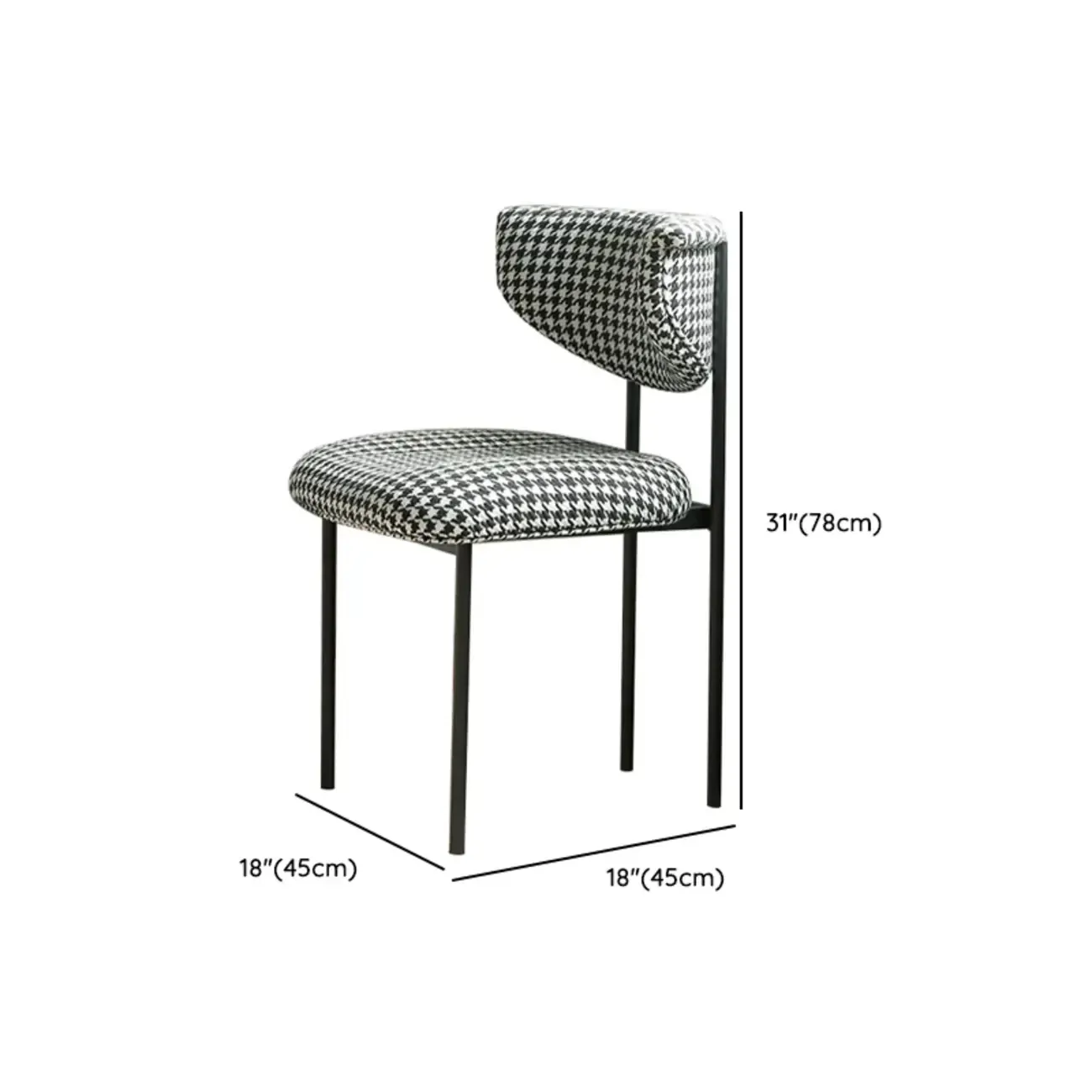 Upholstered Metal Legs Open Back Dining Chair